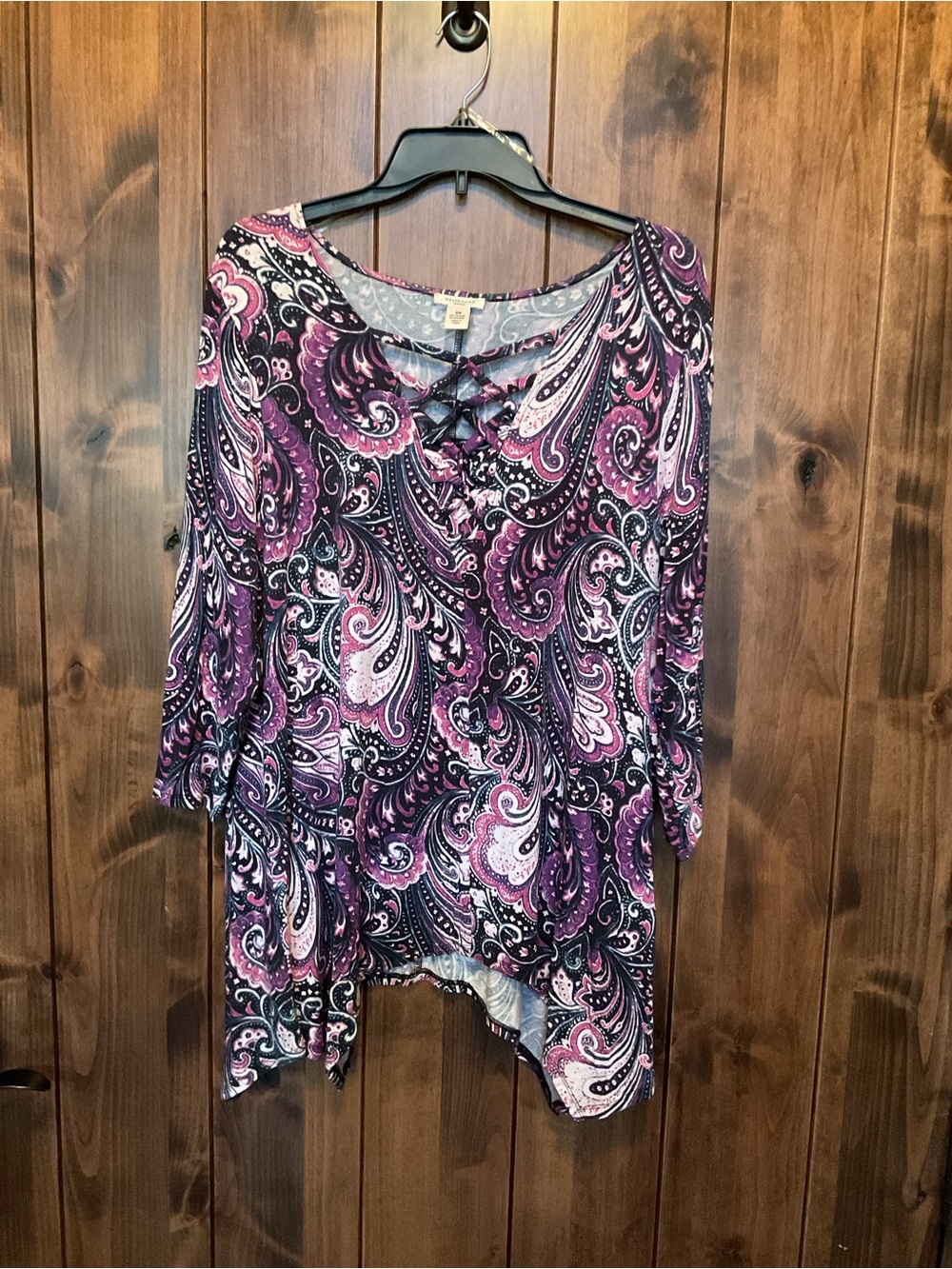 Purple Paisley Lace-Up Women’s Top
